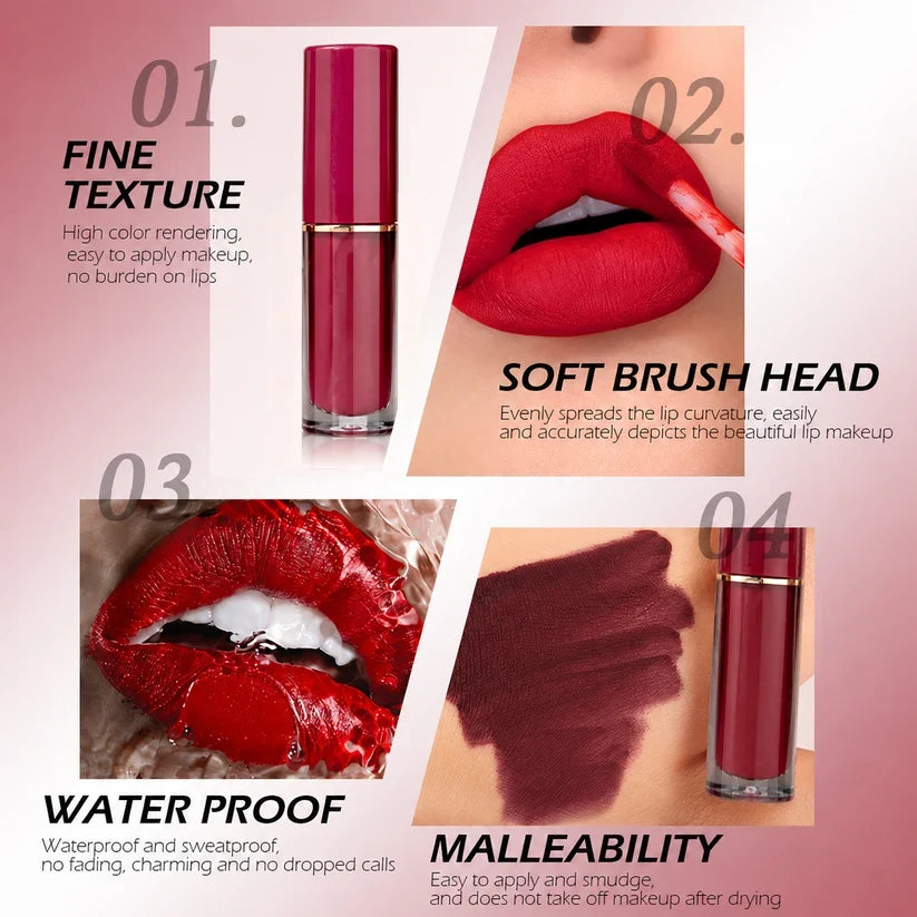 12 Color Matte and Pearlescent Liquid Lipstick Set