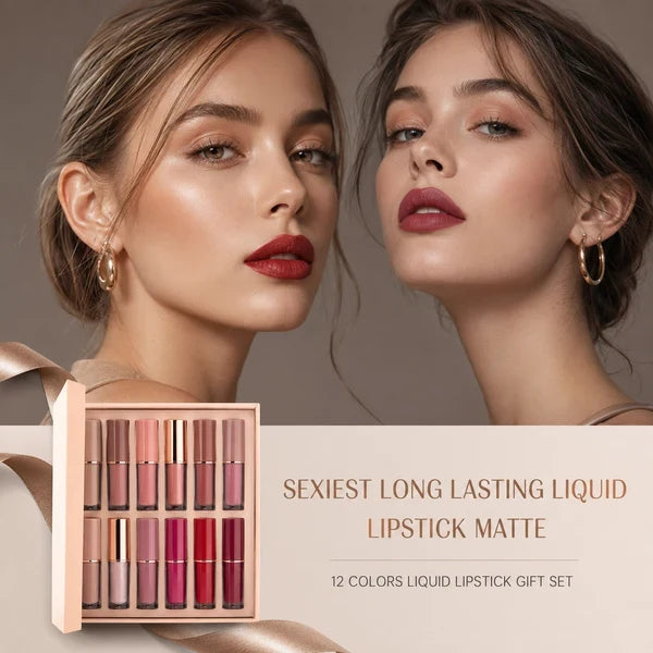 12 Color Matte and Pearlescent Liquid Lipstick Set big sale