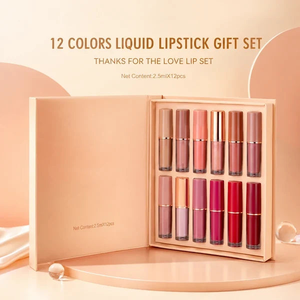 12 Color Matte and Pearlescent Liquid Lipstick Set big sale