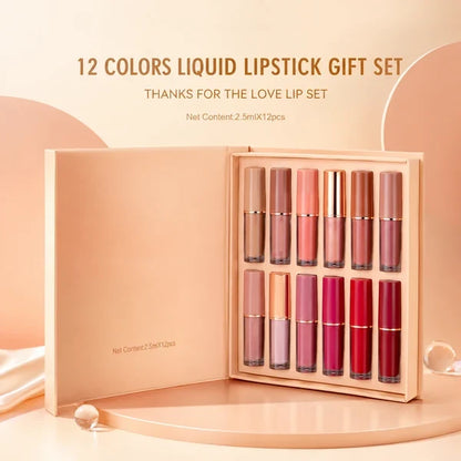 12 Color Matte and Pearlescent Liquid Lipstick Set big sale