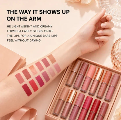 12 Color Matte and Pearlescent Liquid Lipstick Set big sale
