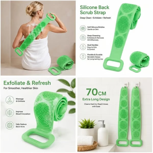 🛁Summer Limited-Time 60% OFF 💦Silicone Bath Brush Double-Sided Exfoliating Back Scrubber