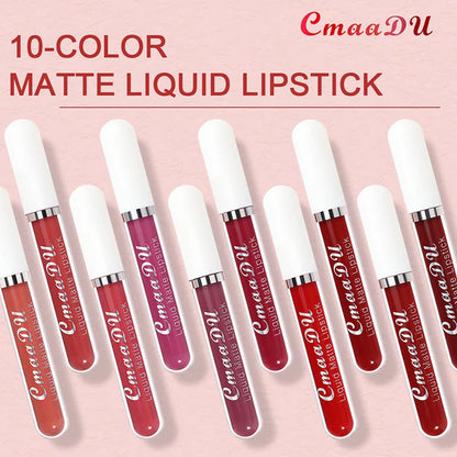 🔥Last Day 50% OFF🔥10-Piece Matte Waterproof Lip Gloss Set – Bold Color, All-Day Stay