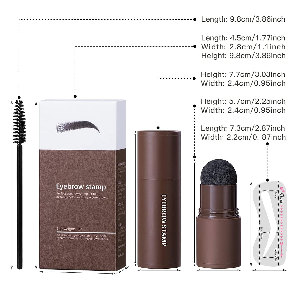 Eye-Brow Stamp Stencil Kit with 10 Reusable Eyebrow Stencils & 2 Brushes