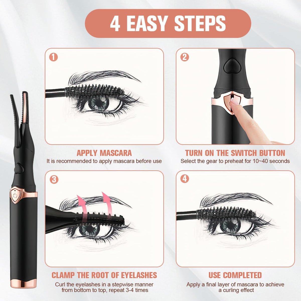 Mini USB Rechargeable Electric Eyelash Curler