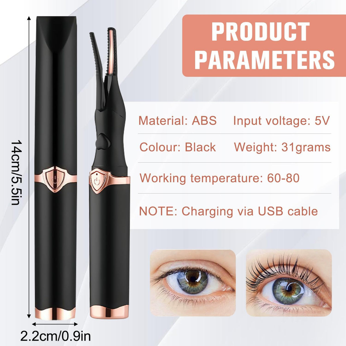 Mini USB Rechargeable Electric Eyelash Curler