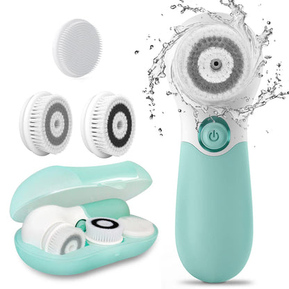 Facial Cleansing Brush Electric Facial Exfoliating Massage Brush with 3 Cleanser Heads