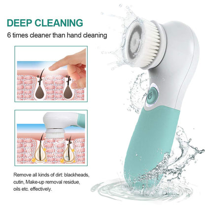 Facial Cleansing Brush Electric Facial Exfoliating Massage Brush with 3 Cleanser Heads