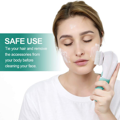 Facial Cleansing Brush Electric Facial Exfoliating Massage Brush with 3 Cleanser Heads