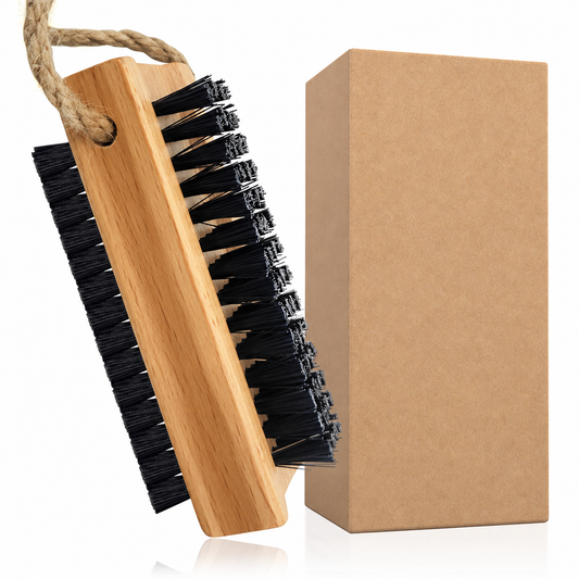 Wooden Cleaning Finger Nail Brush with Nylon Charcoal Bristles