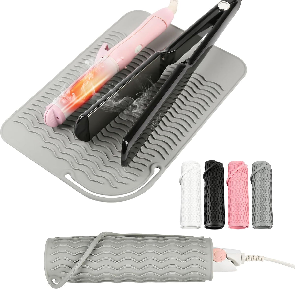 Silicone Heat Resistant Mat for Hair Styling Tools, 11" x 7.5"