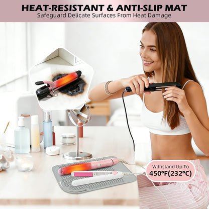 Silicone Heat Resistant Mat for Hair Styling Tools, 11" x 7.5"