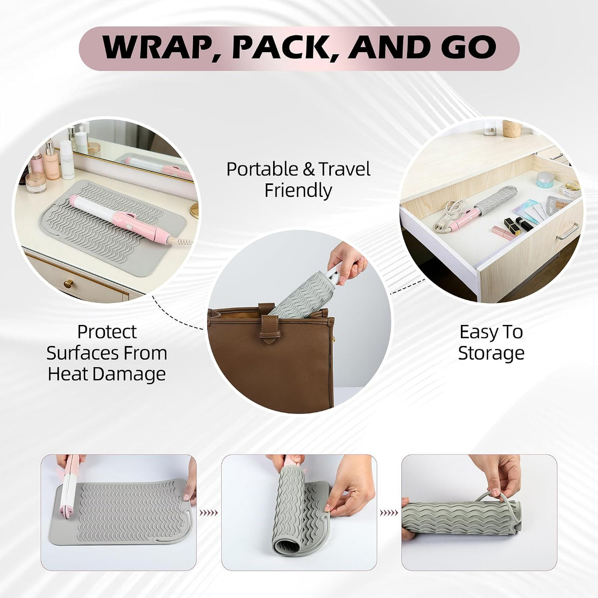 Silicone Heat Resistant Mat for Hair Styling Tools, 11" x 7.5"