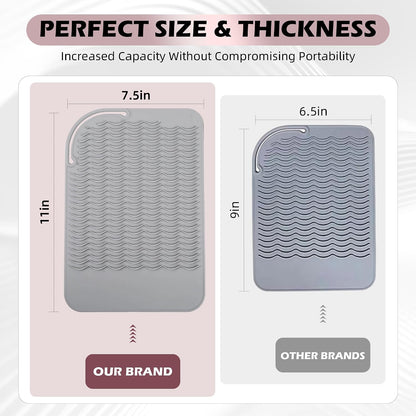 Silicone Heat Resistant Mat for Hair Styling Tools, 11" x 7.5"