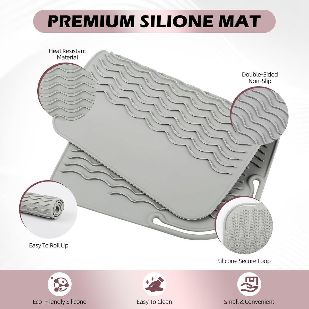 Silicone Heat Resistant Mat for Hair Styling Tools, 11" x 7.5"