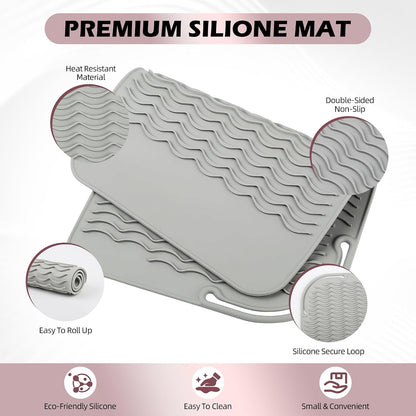 Silicone Heat Resistant Mat for Hair Styling Tools, 11" x 7.5"