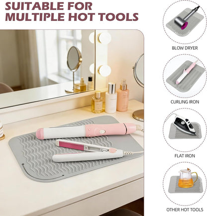 Silicone Heat Resistant Mat for Hair Styling Tools, 11" x 7.5"