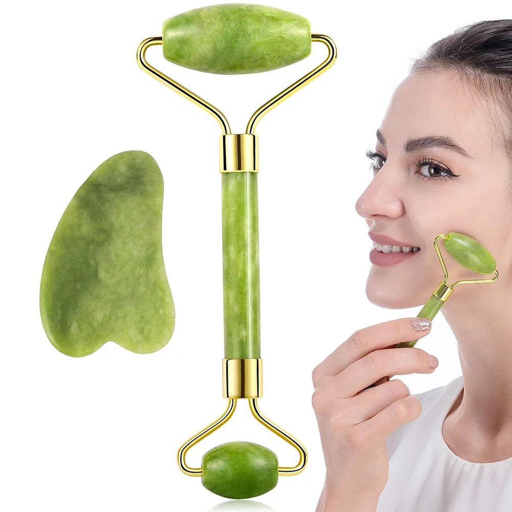 Gua Sha & Jade Roller Set for Facial Sculpting & Skin Care