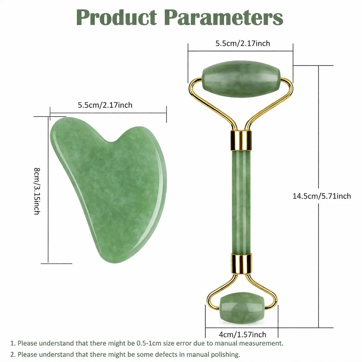 Gua Sha & Jade Roller Set for Facial Sculpting & Skin Care