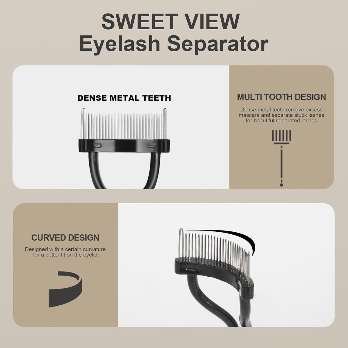 3 Pieces Eyelash Comb Lash Separator Tool Brow Brush Set