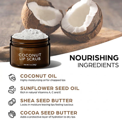Coconut Lip Scrub Hydrating Moisturizer for Chapped Dry Mouth 28g / 1 oz