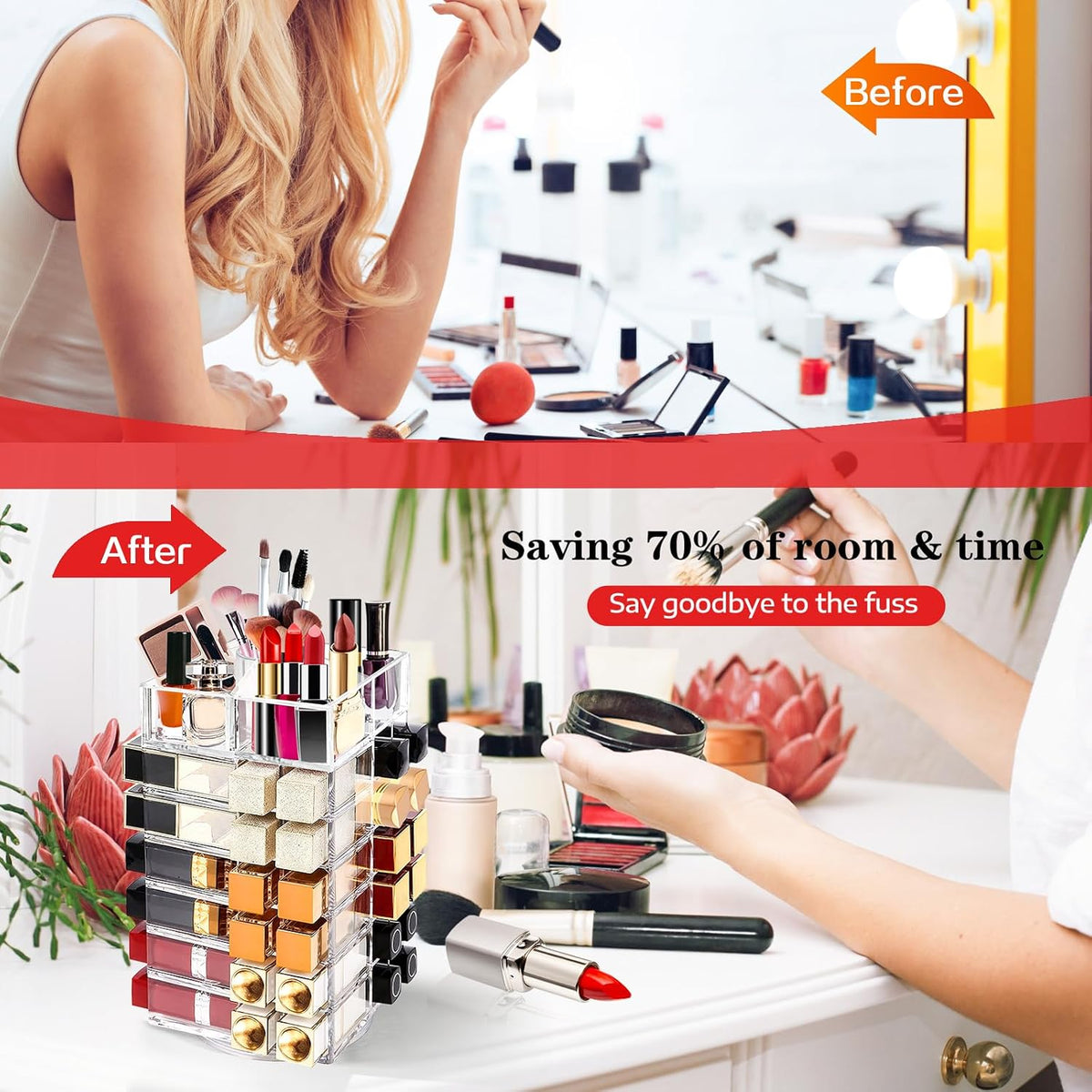 Rotating Lipstick Organizer with 53 Slots