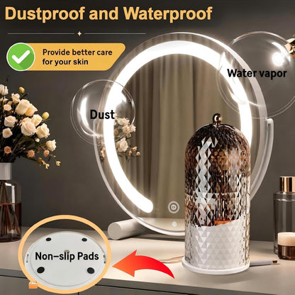 Makeup Brush Holder with Lid 360 Rotating Makeup Organizer