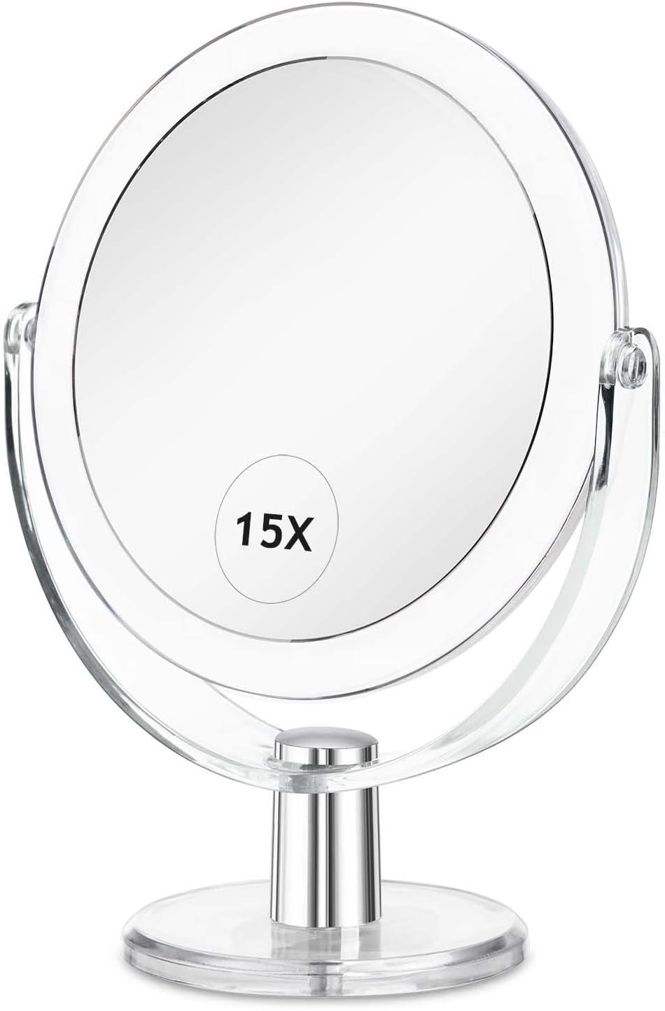 Vanity Makeup Mirror with Stand, 1X/15X Magnification Double Sided 360 Degree Swivel