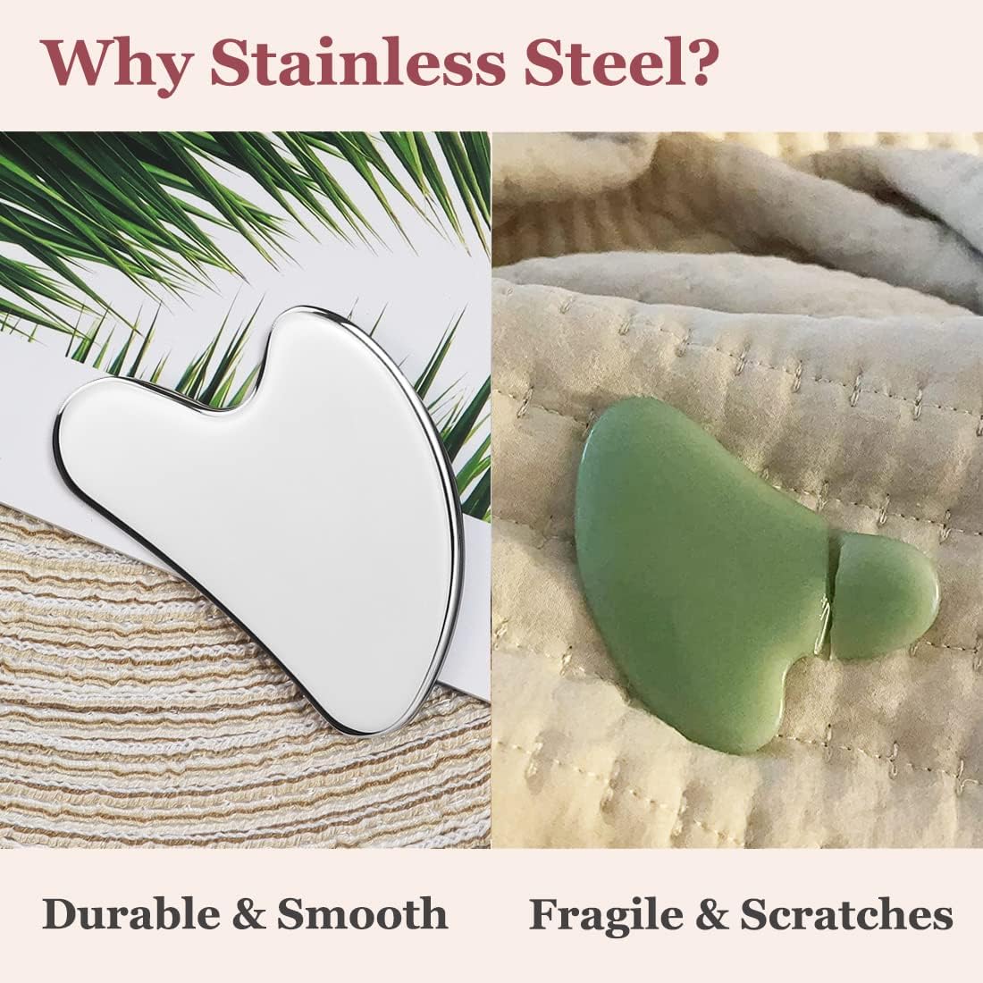 Stainless Steel Gua Sha and Face Roller Set Facial Tool for Face Sculpting