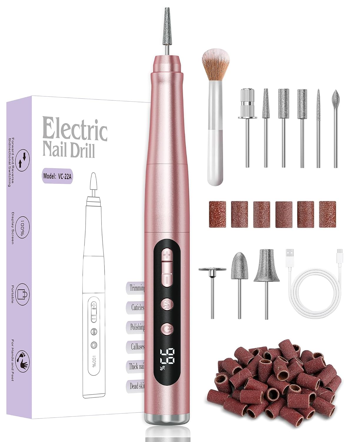 Rechargeable Cordless Nail Drill Art With LCD Display