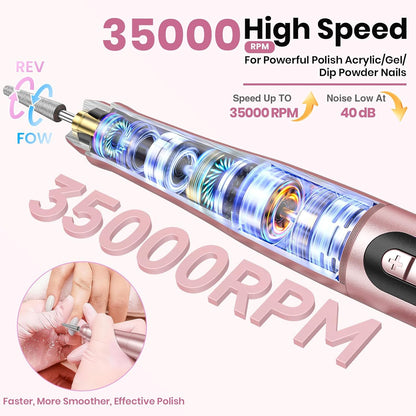 Rechargeable Cordless Nail Drill Art With LCD Display