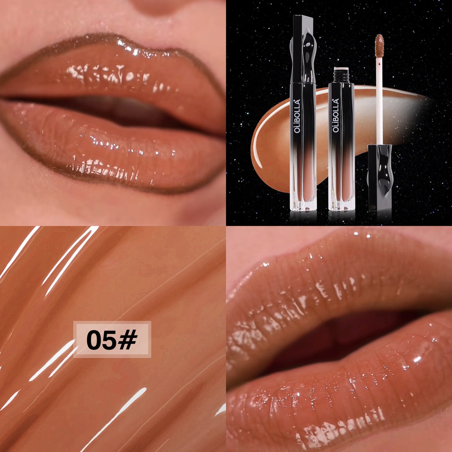 Mirror-finish high-shine lip glaze—transfer-proof waterproof and hydrating.
