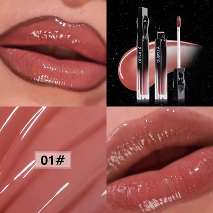 Mirror-finish high-shine lip glaze—transfer-proof waterproof and hydrating.