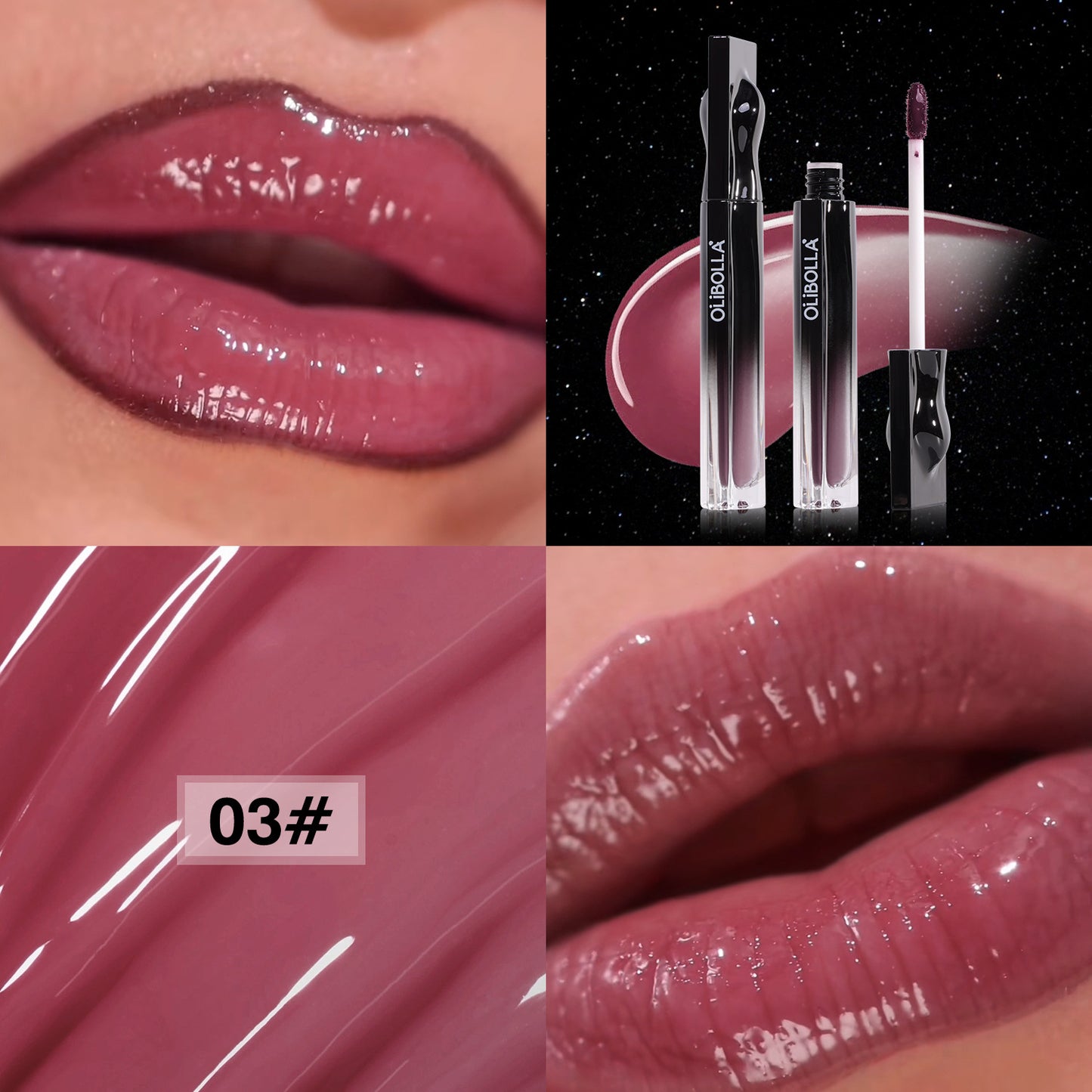 Mirror-finish high-shine lip glaze—transfer-proof waterproof and hydrating.