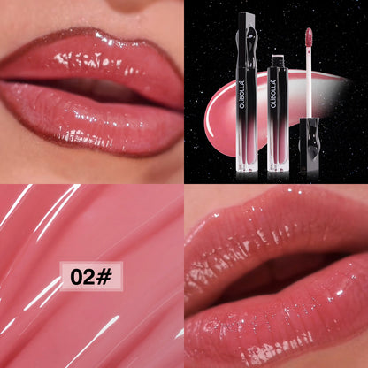 Mirror-finish high-shine lip glaze—transfer-proof waterproof and hydrating.