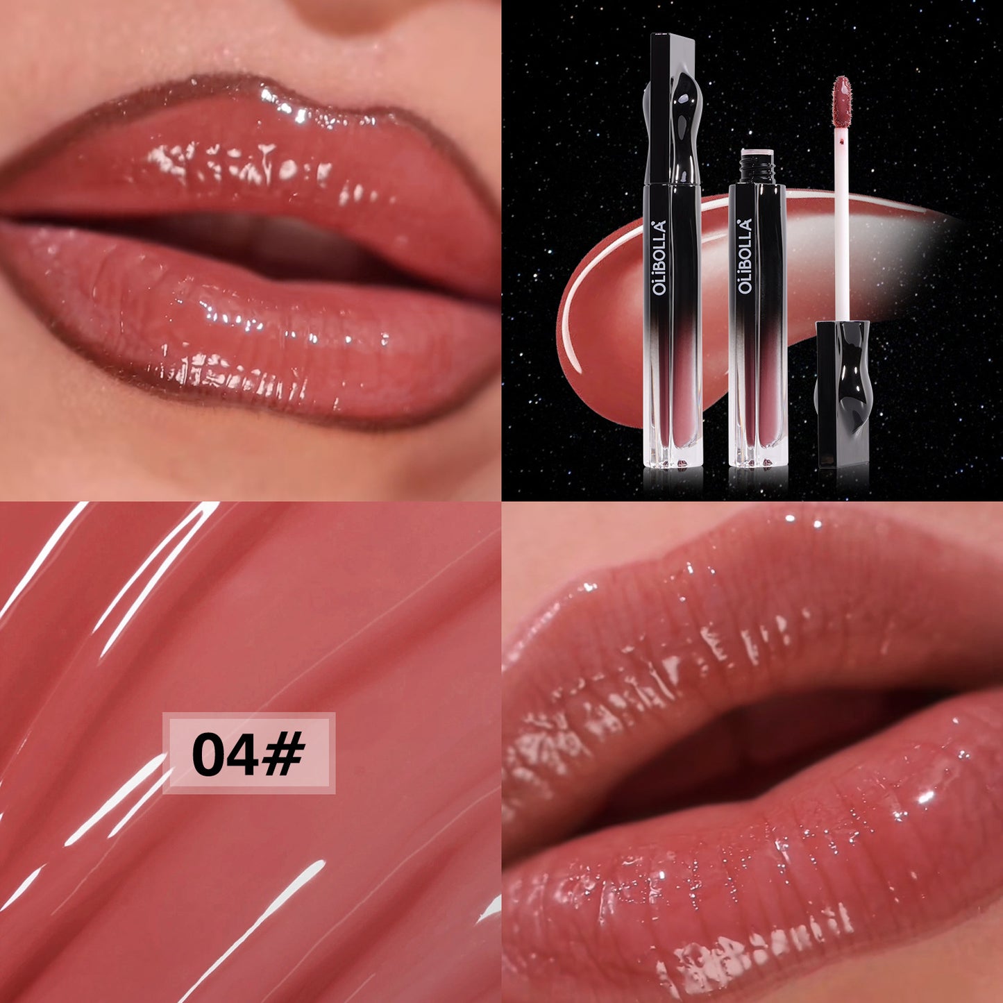 Mirror-finish high-shine lip glaze—transfer-proof waterproof and hydrating.