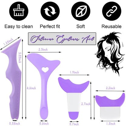 4Pcs Eyeliner Stencils Reusable Silicone Eyeliner Aid Mascara Shield Guard Aid Tool