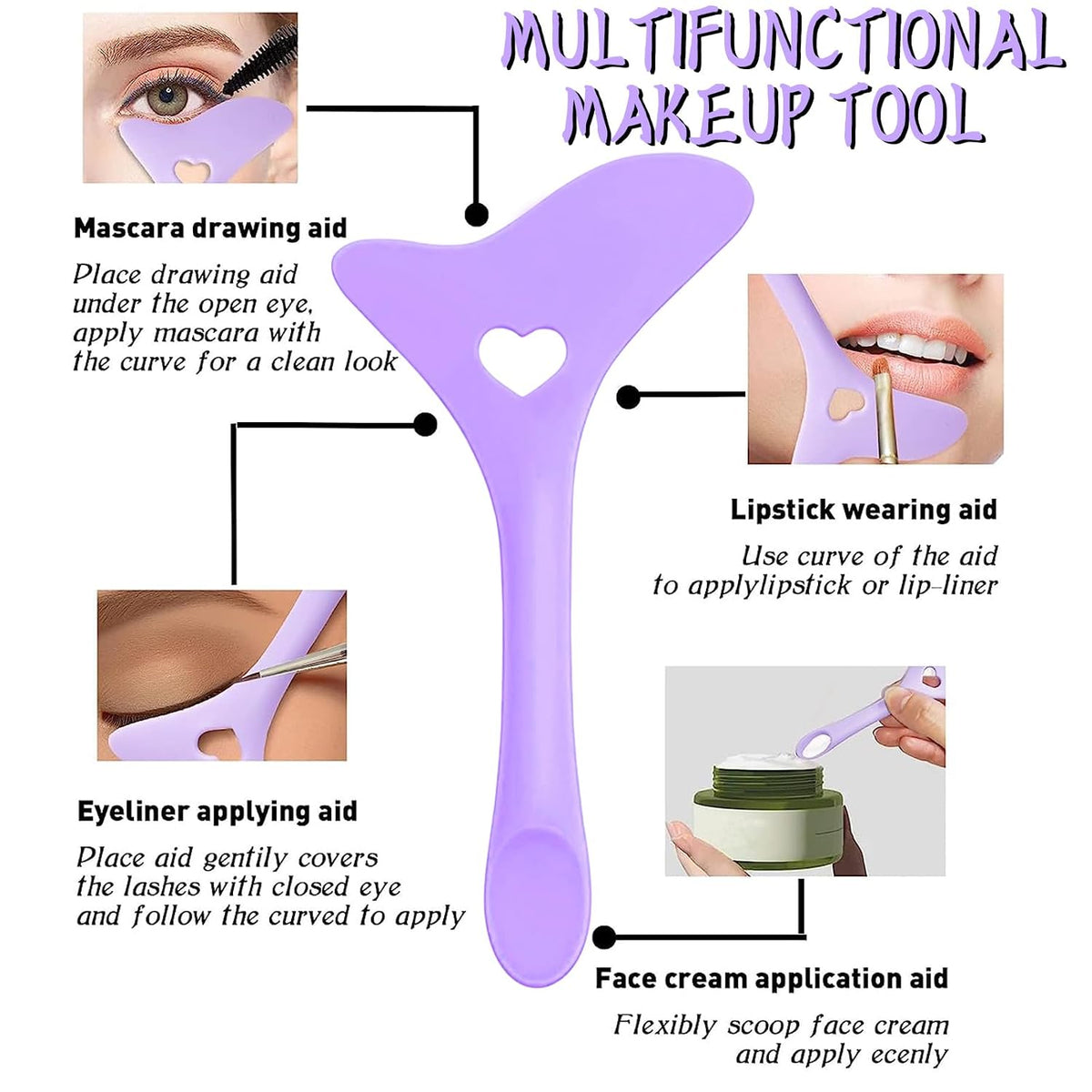 4Pcs Eyeliner Stencils Reusable Silicone Eyeliner Aid Mascara Shield Guard Aid Tool