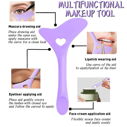 4Pcs Eyeliner Stencils Reusable Silicone Eyeliner Aid Mascara Shield Guard Aid Tool