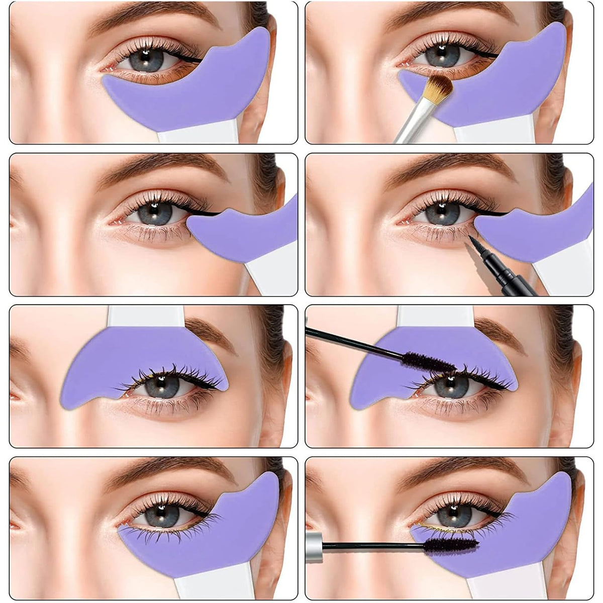 4Pcs Eyeliner Stencils Reusable Silicone Eyeliner Aid Mascara Shield Guard Aid Tool