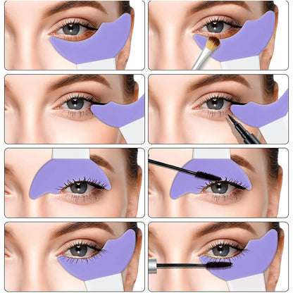 4Pcs Eyeliner Stencils Reusable Silicone Eyeliner Aid Mascara Shield Guard Aid Tool
