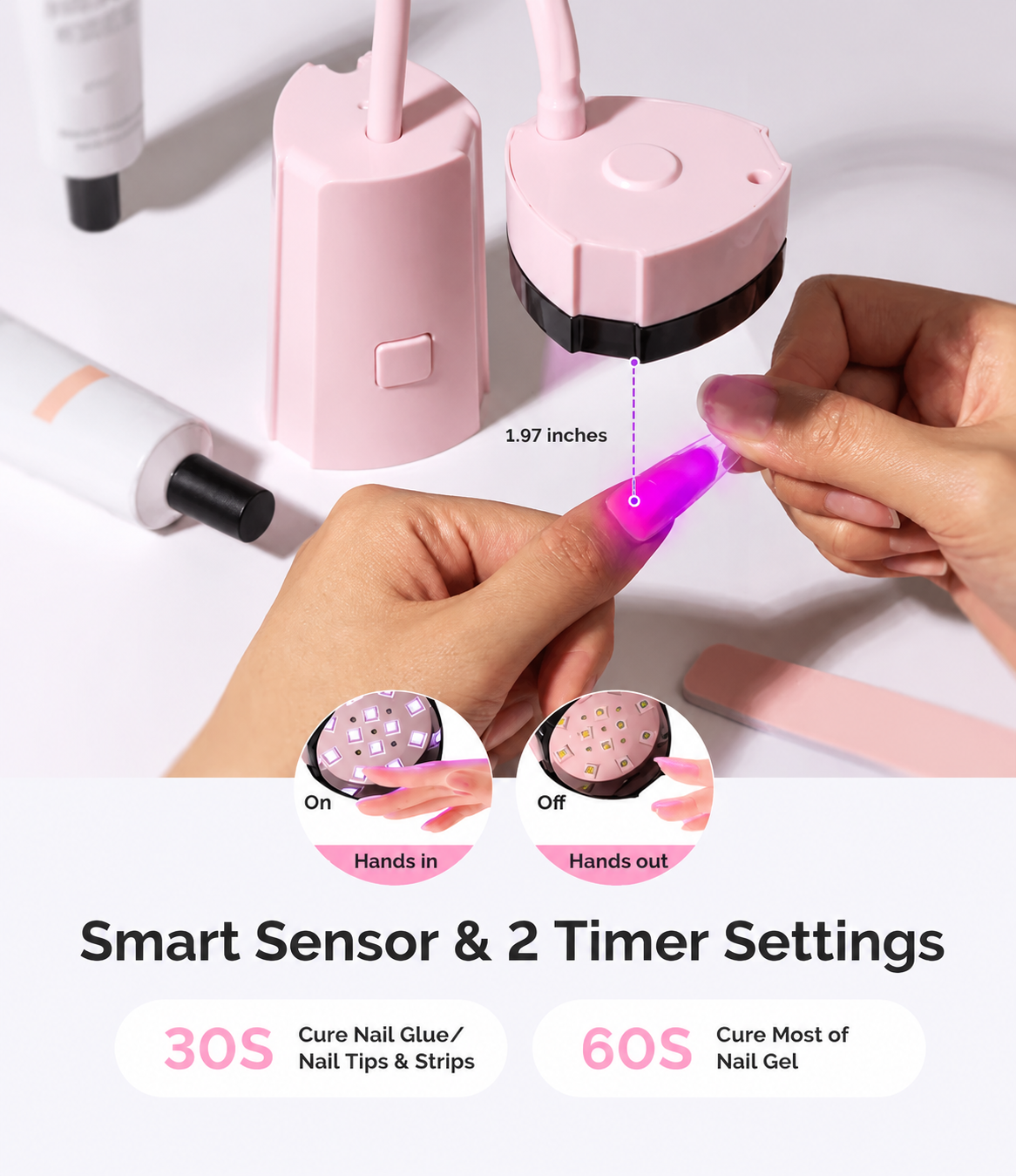 Foldable Cordless Motion-Sensor Gooseneck UV Nail Lamp