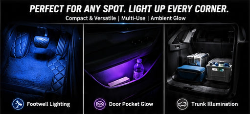 Ambient light used in the car footwell, door pocket and trunk