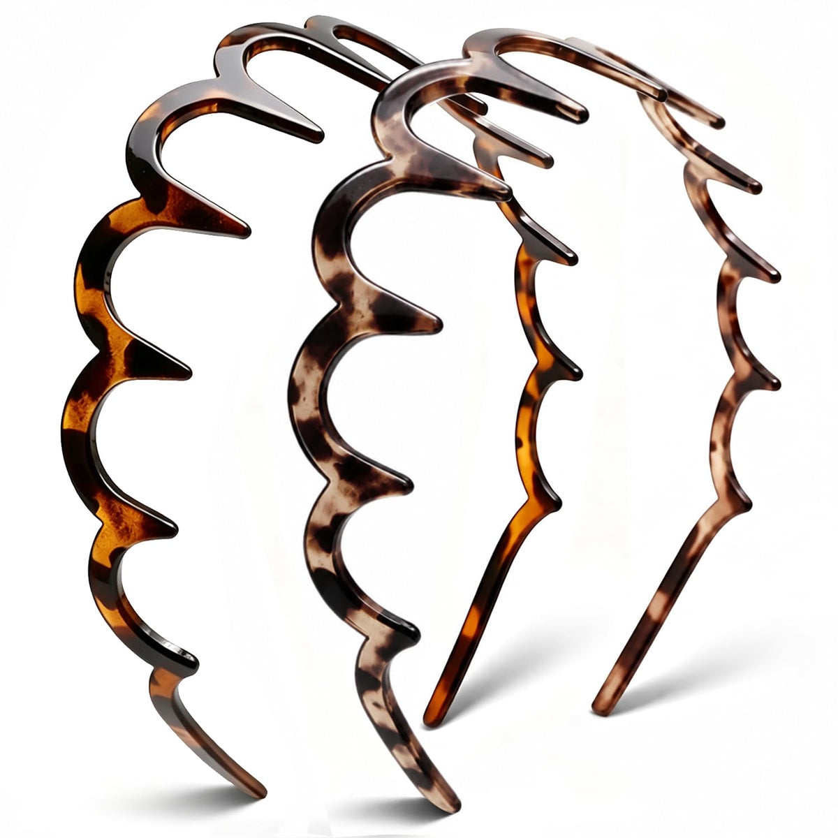 Pack of 2 Non-Slip Comb Wavy Headbands with Teeth for Women